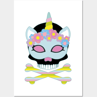 Unicorn Skull and Crossbones Posters and Art